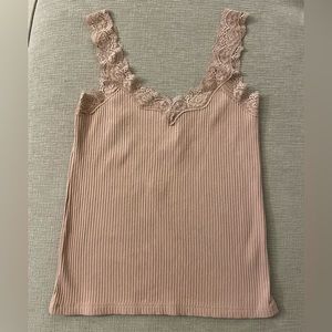 J. Crew Tan Lace Trim Tank Top